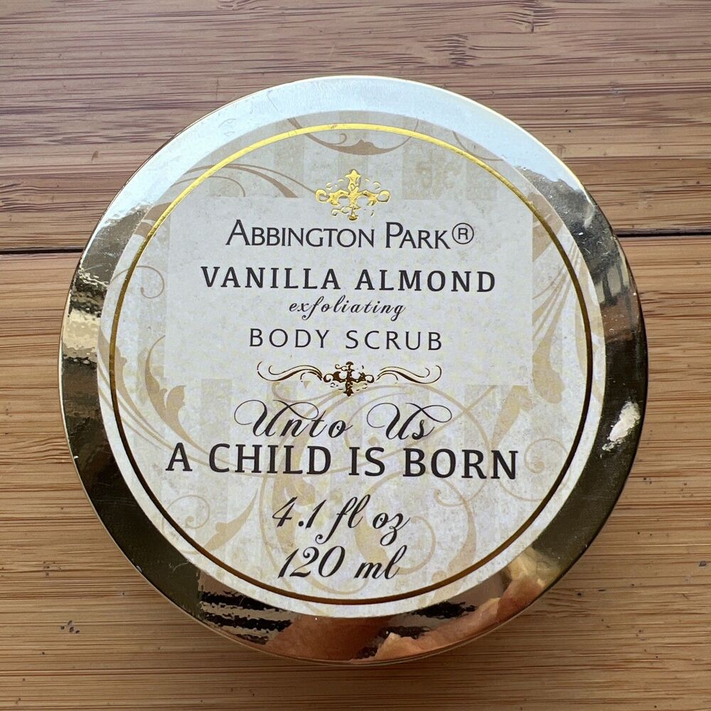 Abbington Park VANILLA ALMOND Body Scrub Exfoliating Child Born 4.1 oz/120mL New